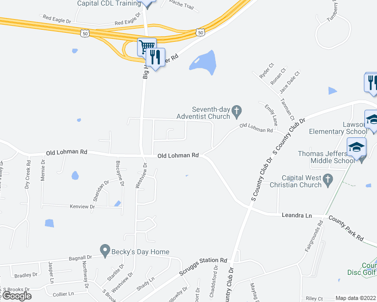 map of restaurants, bars, coffee shops, grocery stores, and more near 4936 Old Lohman Road in Jefferson City