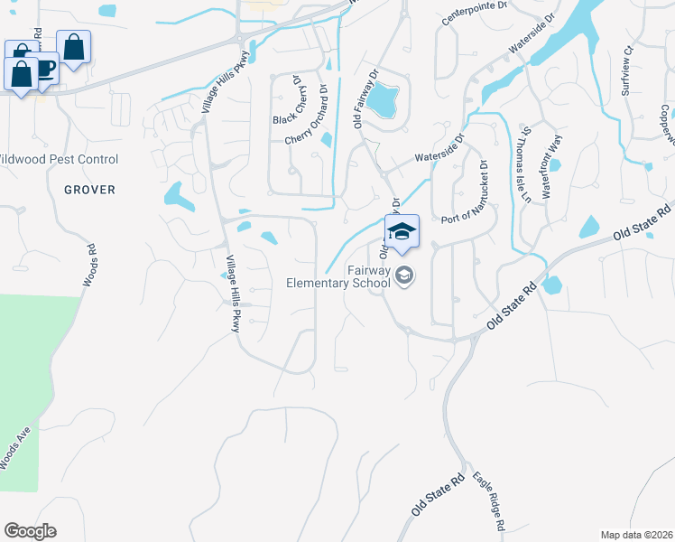 map of restaurants, bars, coffee shops, grocery stores, and more near 437 Blackwolf Run Drive in Wildwood
