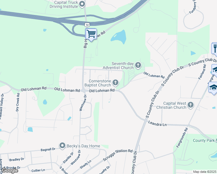 map of restaurants, bars, coffee shops, grocery stores, and more near 5000 Old Lohman Road in Jefferson City