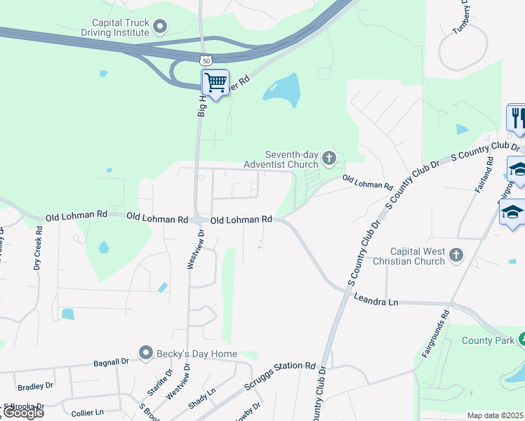 map of restaurants, bars, coffee shops, grocery stores, and more near 5000 Old Lohman Road in Jefferson City