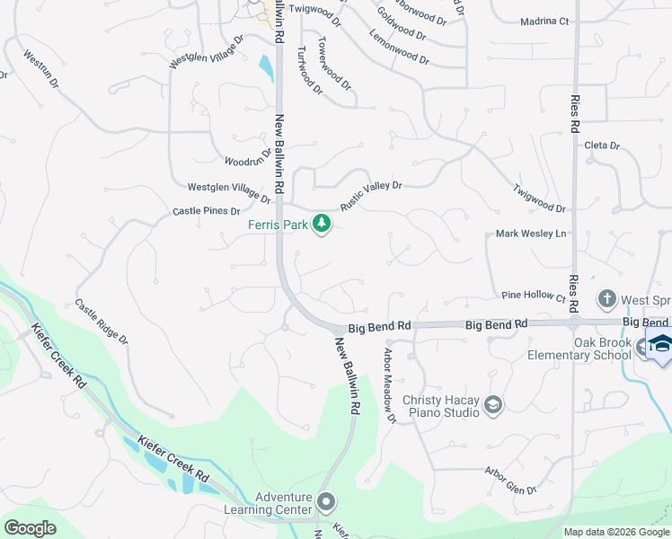 map of restaurants, bars, coffee shops, grocery stores, and more near 630 Nanceen Court in Ballwin