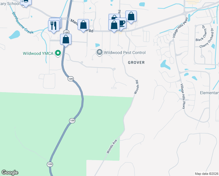 map of restaurants, bars, coffee shops, grocery stores, and more near 2853 Westridge Oaks Court in Wildwood