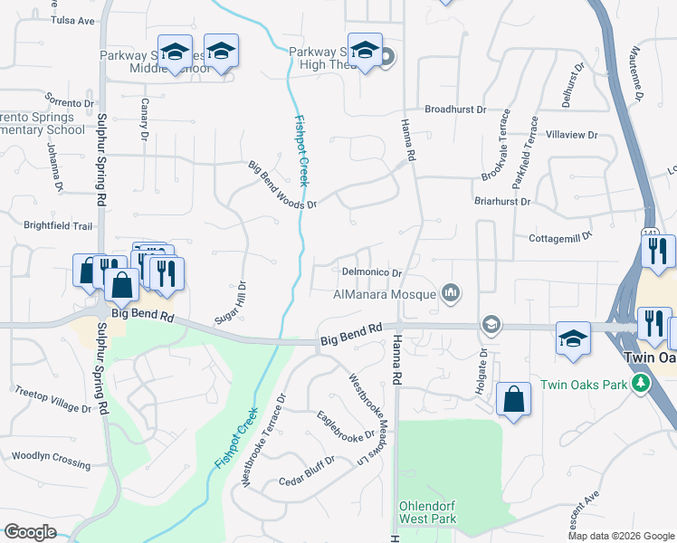 map of restaurants, bars, coffee shops, grocery stores, and more near 700 Delmonico Drive in Manchester