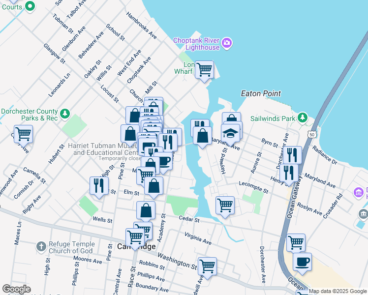 map of restaurants, bars, coffee shops, grocery stores, and more near 224 Market Street in Cambridge