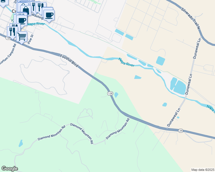map of restaurants, bars, coffee shops, grocery stores, and more near 4560 Saint Helena Highway in Calistoga