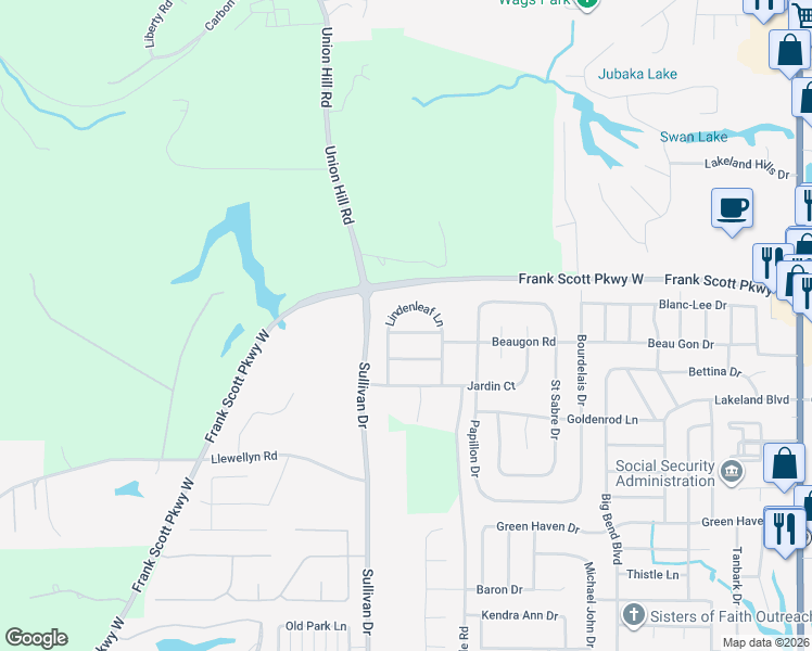 map of restaurants, bars, coffee shops, grocery stores, and more near 13 Mapleleaf Lane in Belleville