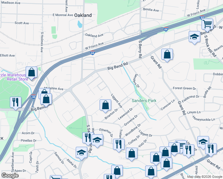 map of restaurants, bars, coffee shops, grocery stores, and more near 912 Liggett Avenue in St. Louis