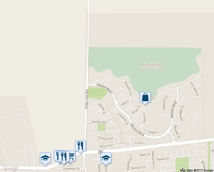 map of restaurants, bars, coffee shops, grocery stores, and more near 1901 Moore Boulevard in Davis