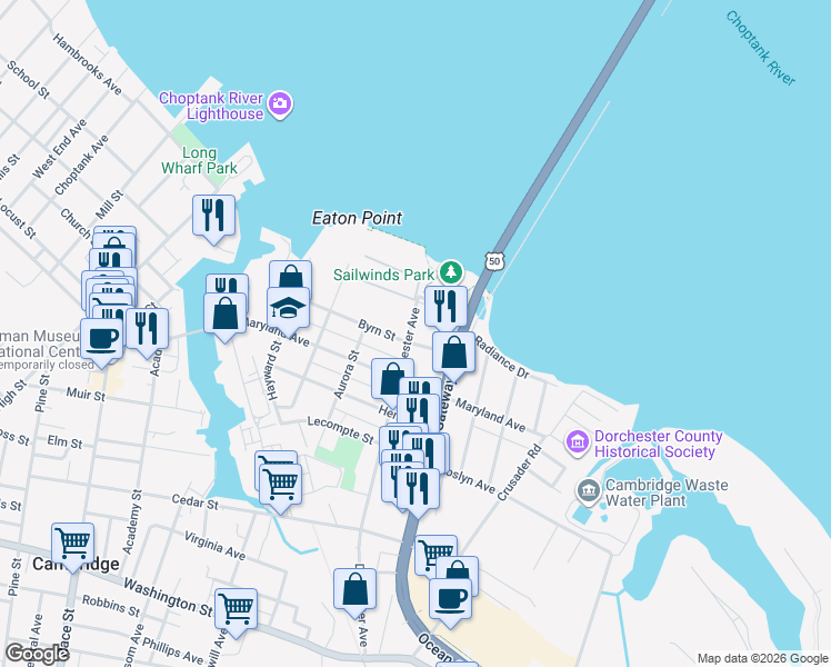 map of restaurants, bars, coffee shops, grocery stores, and more near 500 Byrne Street in Cambridge