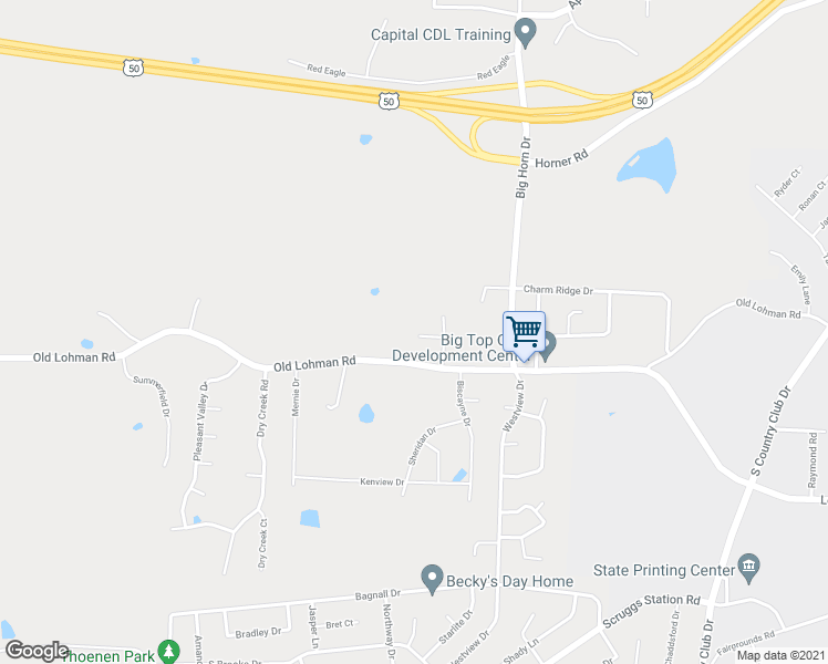 map of restaurants, bars, coffee shops, grocery stores, and more near 5318 Perkins Street in Jefferson City