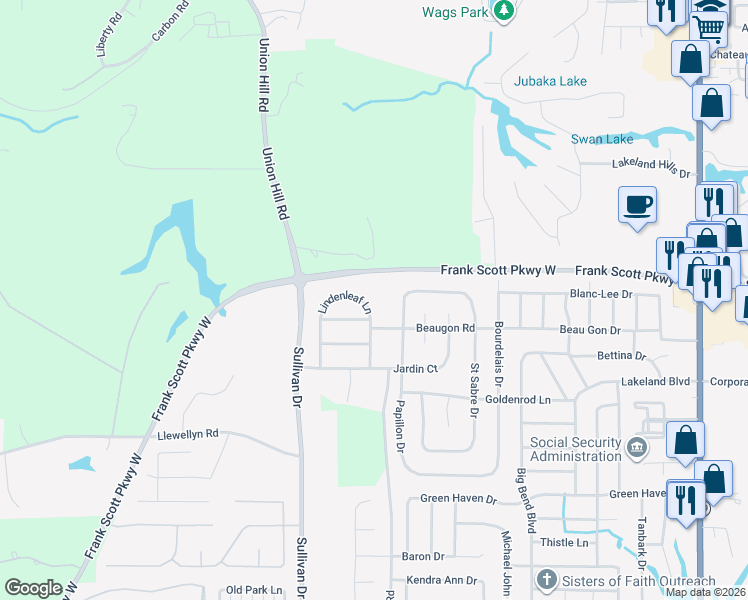 map of restaurants, bars, coffee shops, grocery stores, and more near 24 Lindenleaf Lane in Belleville