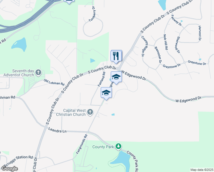 map of restaurants, bars, coffee shops, grocery stores, and more near 1108 Fairgrounds Road in Jefferson City