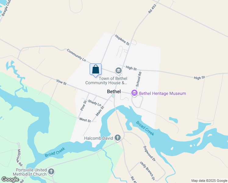 map of restaurants, bars, coffee shops, grocery stores, and more near in Bethel
