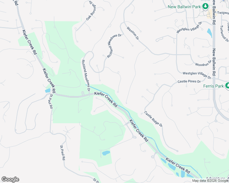 map of restaurants, bars, coffee shops, grocery stores, and more near 585 Wetherby Terrace Drive in Ballwin