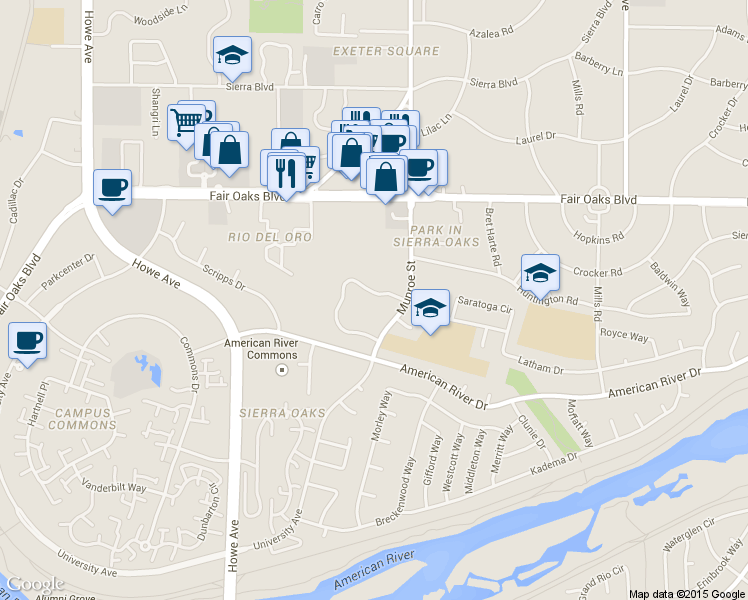 map of restaurants, bars, coffee shops, grocery stores, and more near 703 East Ranch Road in Sacramento