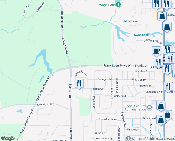 map of restaurants, bars, coffee shops, grocery stores, and more near 24 Lindenleaf Lane in Belleville