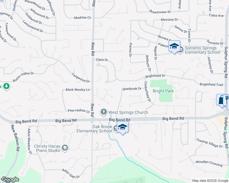 map of restaurants, bars, coffee shops, grocery stores, and more near 1105 Hollyberry Drive in Ballwin