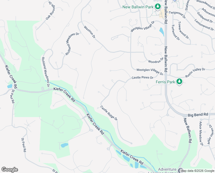 map of restaurants, bars, coffee shops, grocery stores, and more near 809 Shady Castle Court in Ballwin