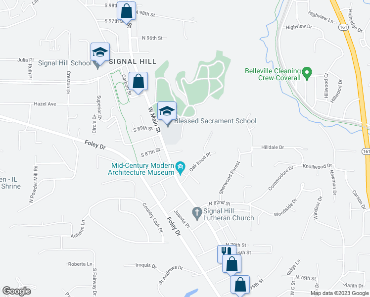 map of restaurants, bars, coffee shops, grocery stores, and more near 3 Kilmar Woods Drive in Belleville