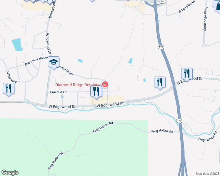 map of restaurants, bars, coffee shops, grocery stores, and more near 999 Diamond Ridge in Jefferson City