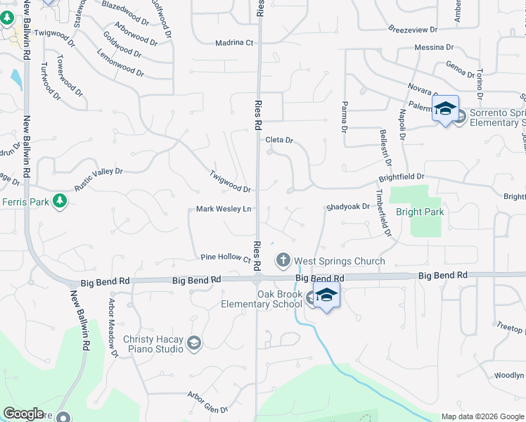 map of restaurants, bars, coffee shops, grocery stores, and more near 1011 Hollyleaf Court in Ballwin