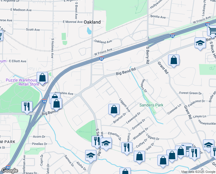 map of restaurants, bars, coffee shops, grocery stores, and more near 838 Liggett Avenue in St. Louis