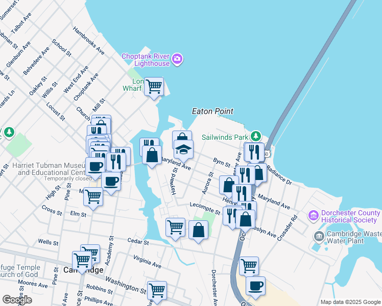 map of restaurants, bars, coffee shops, grocery stores, and more near 205 Byrn Street in Cambridge