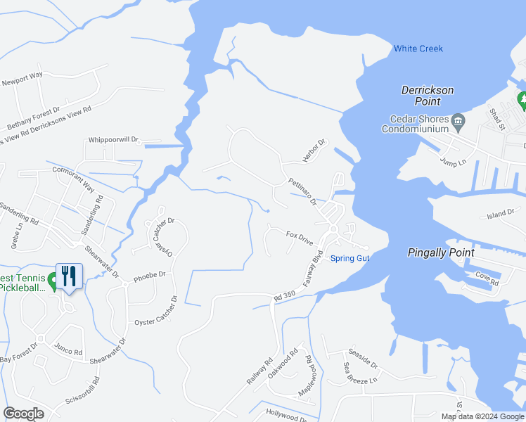 map of restaurants, bars, coffee shops, grocery stores, and more near 30406 Anderson Drive in Ocean View