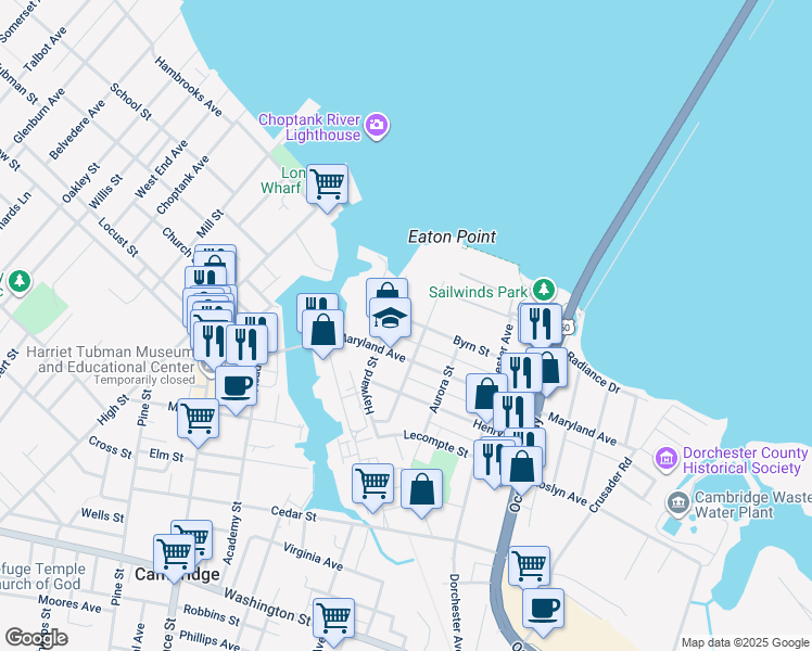 map of restaurants, bars, coffee shops, grocery stores, and more near 205 Byrn Street in Cambridge
