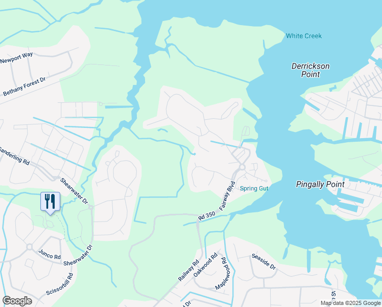 map of restaurants, bars, coffee shops, grocery stores, and more near 30470 Shore Lane in Ocean View