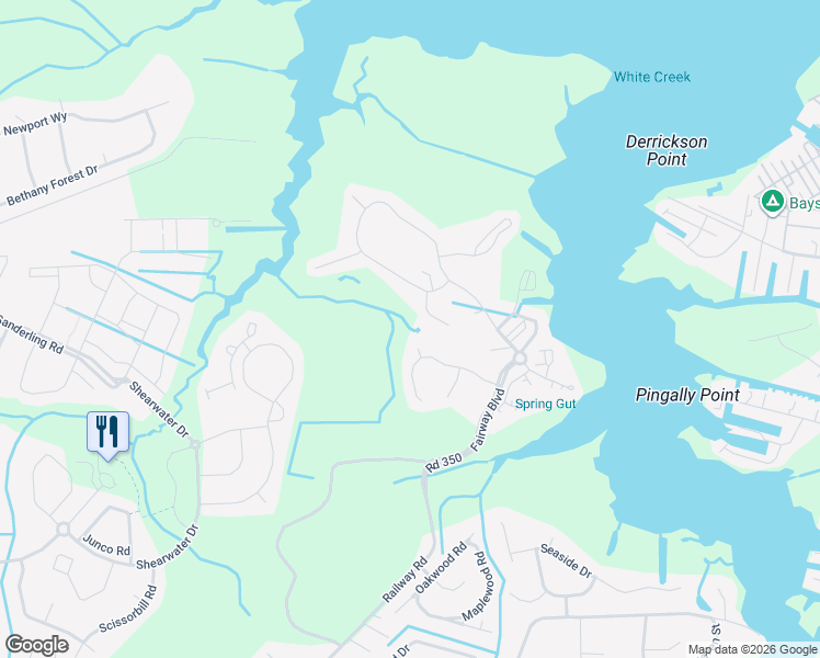map of restaurants, bars, coffee shops, grocery stores, and more near 30406 Anderson Drive in Ocean View