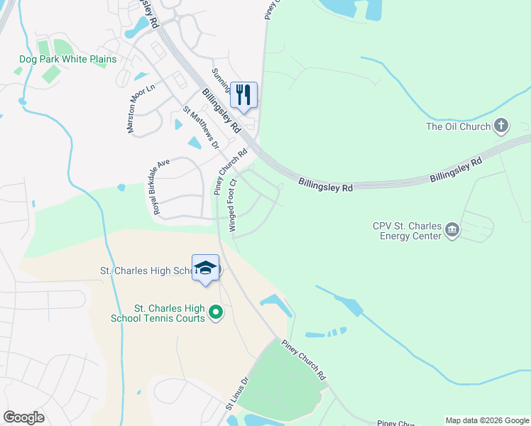 map of restaurants, bars, coffee shops, grocery stores, and more near 5256 Turkey Foot Lake Street in Waldorf