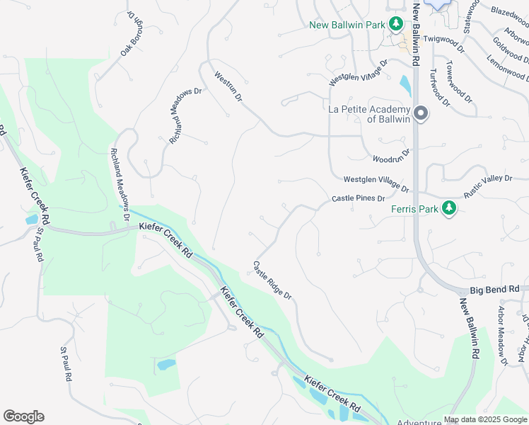 map of restaurants, bars, coffee shops, grocery stores, and more near 809 Shady Castle Court in Ballwin