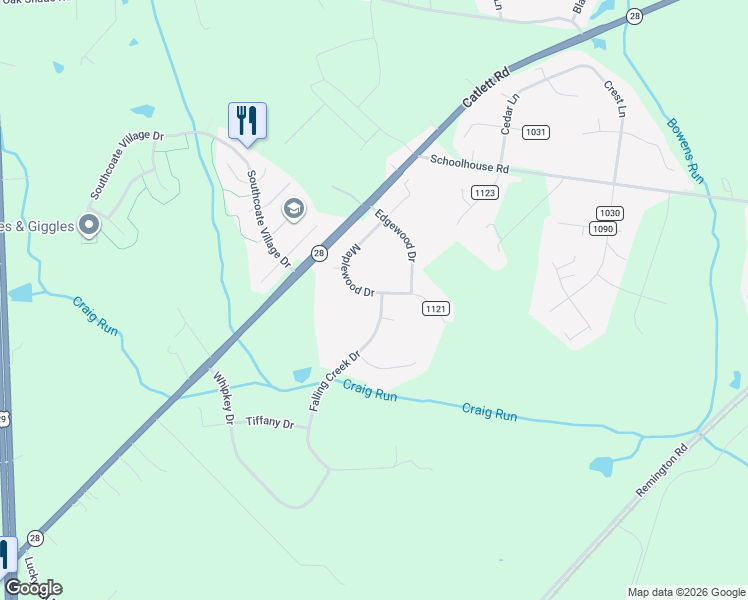 map of restaurants, bars, coffee shops, grocery stores, and more near 6908 Maplewood Drive in Bealeton