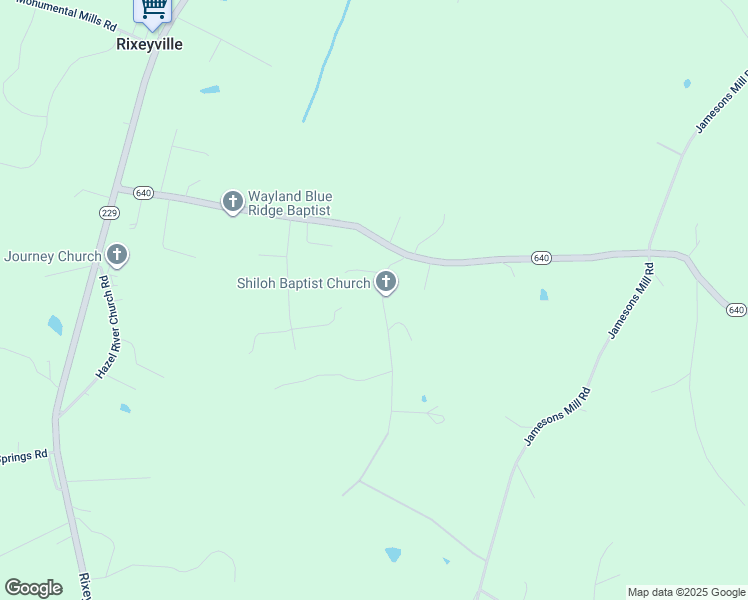 map of restaurants, bars, coffee shops, grocery stores, and more near 9360 Shiloh Church Road in Rixeyville