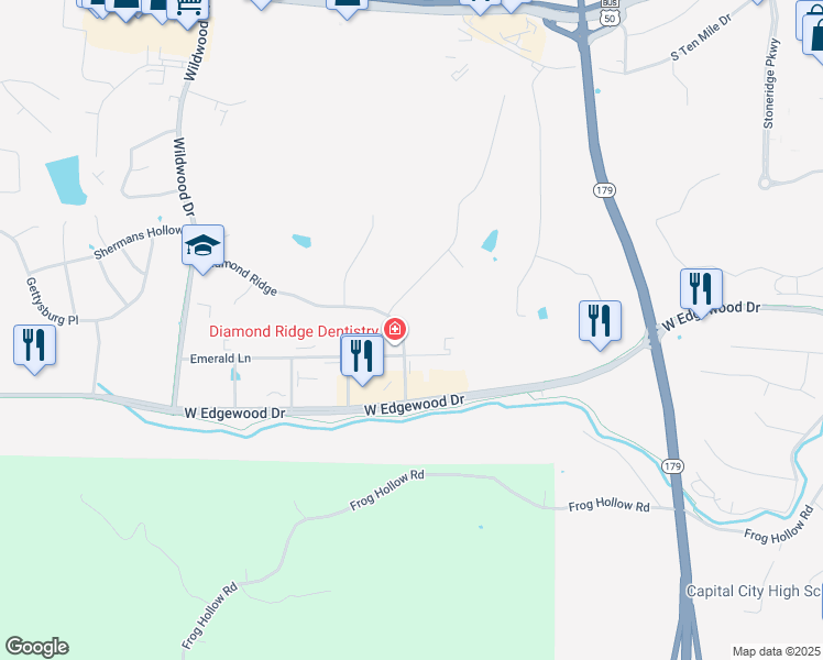 map of restaurants, bars, coffee shops, grocery stores, and more near 1053-1055 Diamond Ridge in Jefferson City