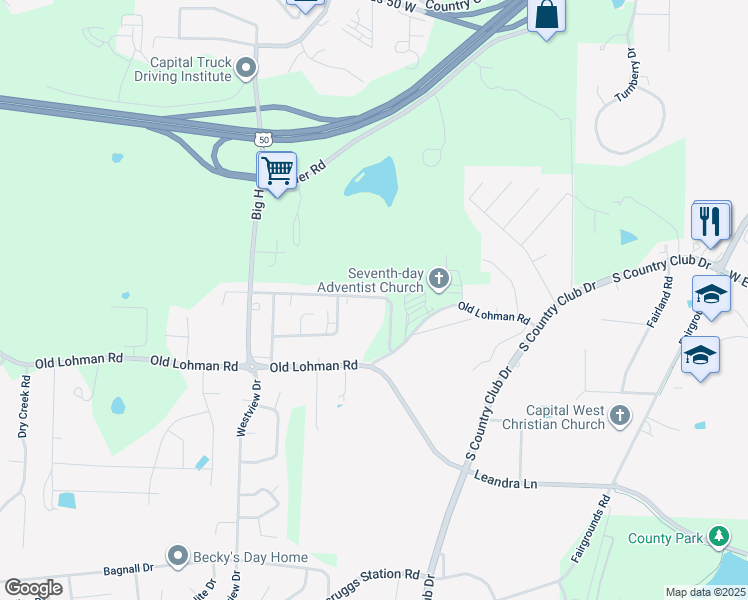 map of restaurants, bars, coffee shops, grocery stores, and more near 4904 Charm Ridge Drive in Jefferson City