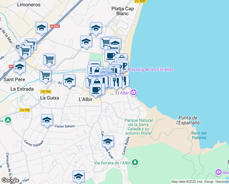 map of restaurants, bars, coffee shops, grocery stores, and more near in 