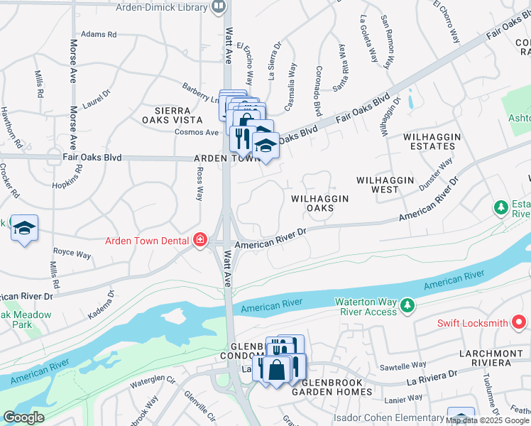 map of restaurants, bars, coffee shops, grocery stores, and more near 209 Selby Ranch Road in Sacramento