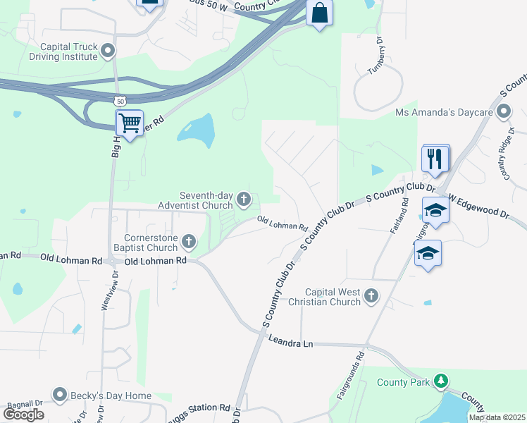map of restaurants, bars, coffee shops, grocery stores, and more near 4716 Old Lohman Road in Jefferson City