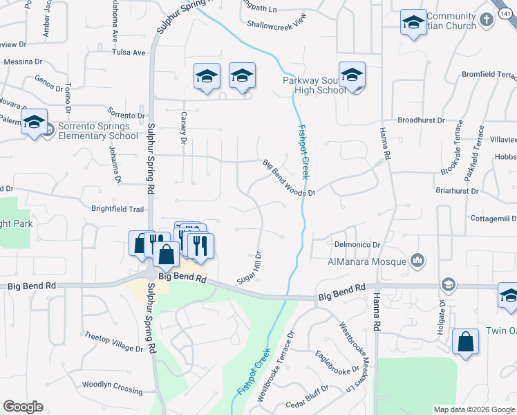 map of restaurants, bars, coffee shops, grocery stores, and more near 709 Shallowford Drive in Manchester