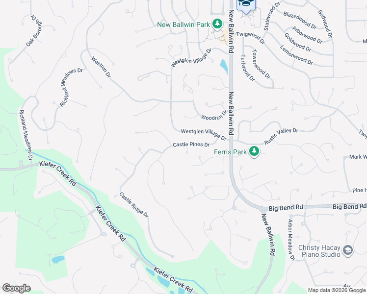 map of restaurants, bars, coffee shops, grocery stores, and more near 515 Castle Terrace Court in Ballwin