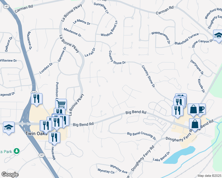 map of restaurants, bars, coffee shops, grocery stores, and more near 919 Imperial Point in Ballwin