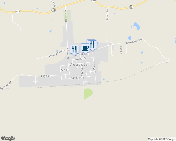 map of restaurants, bars, coffee shops, grocery stores, and more near 5517 High Street in Augusta