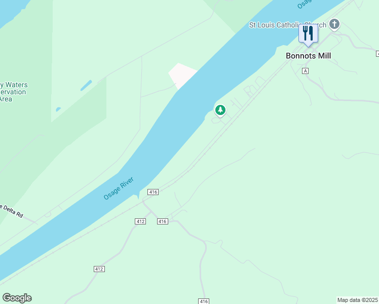 map of restaurants, bars, coffee shops, grocery stores, and more near 1385 County Road 416 in Bonnots Mill