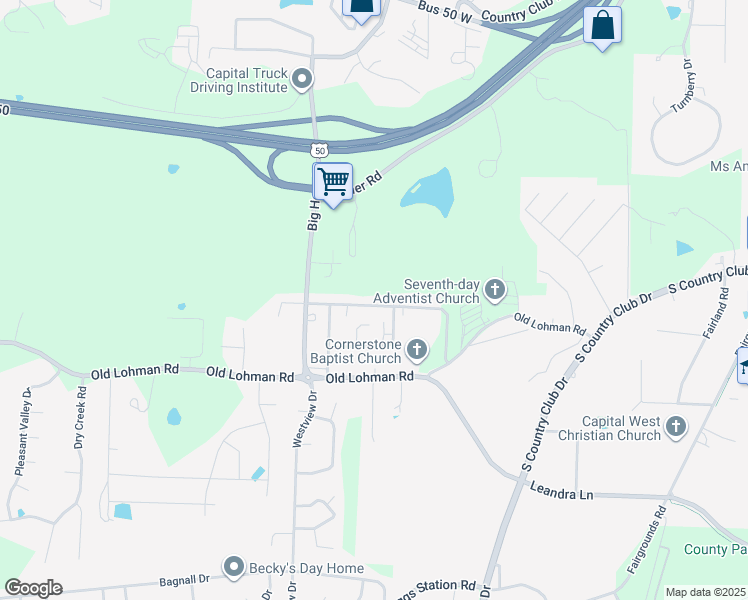 map of restaurants, bars, coffee shops, grocery stores, and more near 5014 Charm Ridge Drive in Jefferson City