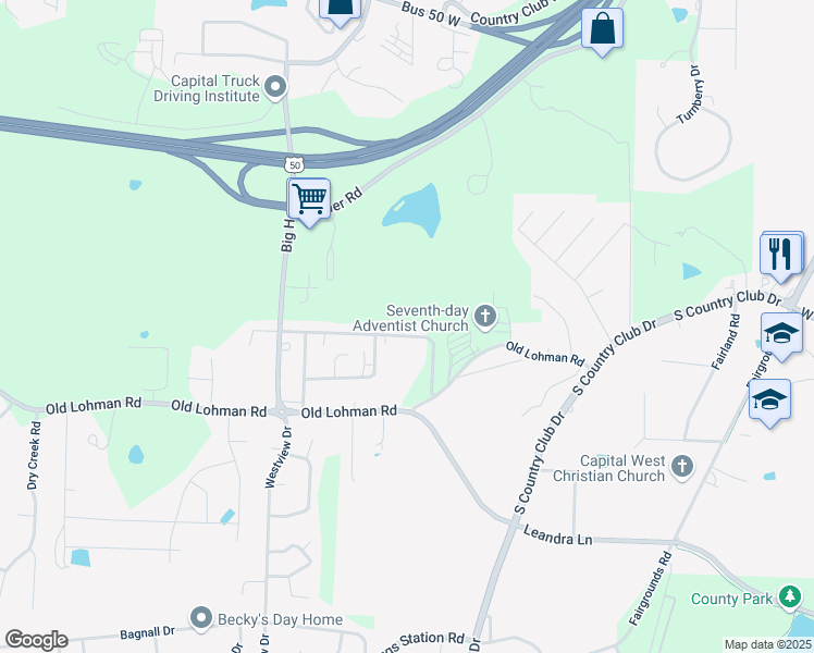map of restaurants, bars, coffee shops, grocery stores, and more near 4918 Charm Ridge Drive in Jefferson City