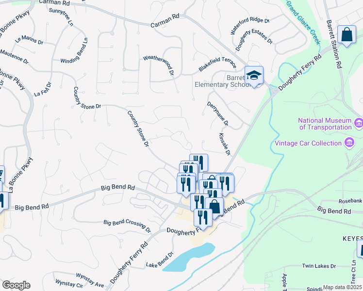 map of restaurants, bars, coffee shops, grocery stores, and more near 926 Dogwood Creek Drive in Ballwin