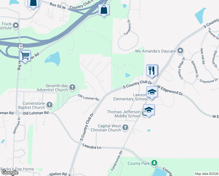 map of restaurants, bars, coffee shops, grocery stores, and more near 4630 Tanman Court in Jefferson City