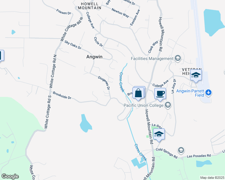 map of restaurants, bars, coffee shops, grocery stores, and more near 80 Diogenes Drive in Angwin